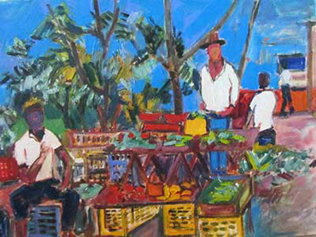 23-N179_Marché de St-Pierre_La Réunion 1992_Huile 55x38